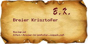 Breier Krisztofer névjegykártya